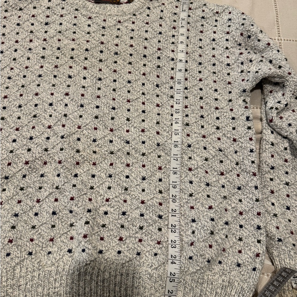 Authentic Vintage ISSU Knit Sweater USA Made GrayMulticolor Dot Pattern Men’s XL - Picture 5 of 6